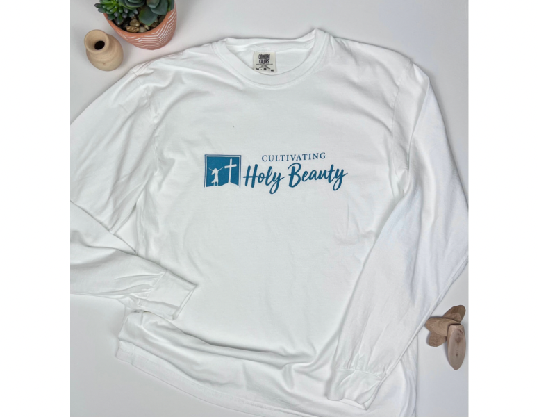 Cultivating Holy Beauty Thick Long Sleeve Tee in White