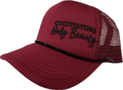 Burgundy Trucker Hat with ✨Bill Bling✨ and Black Logo