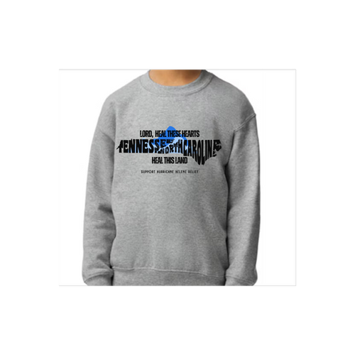 HURRICANE HELENE SHIRT 100% of Profits to RELIEF SUPPLIES-YOUTH CREW NECK Sweatshirt