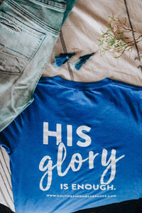 His Glory Is Enough V-Neck Tee - Royal Blue